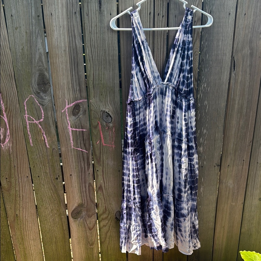 Blue and White Tie-Dye Maxi Dress - Raviya, Size M